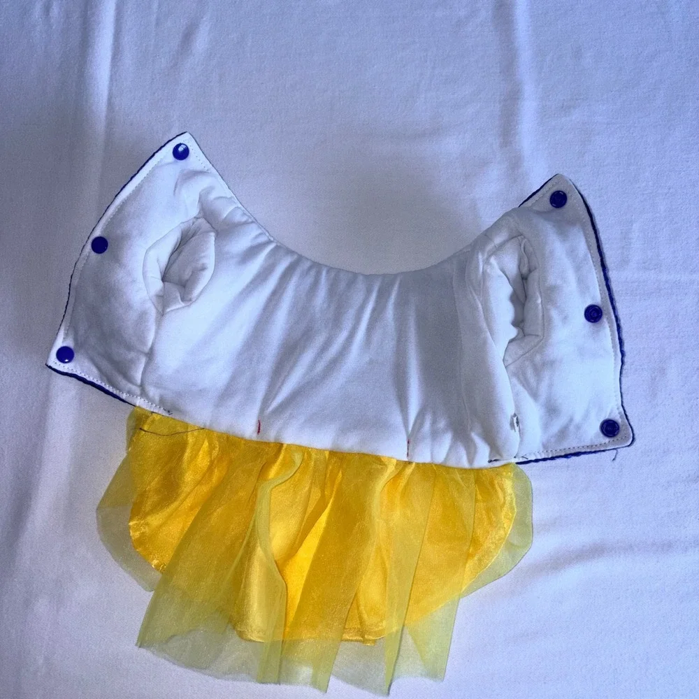 Snow White Pet Costume Dress Medium dog Blue Yellow Excellent Princess Bows
